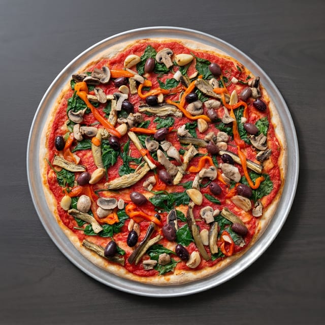 Roasted Eggplant Pizza With Roasted Red Pepper (Red Sauce).