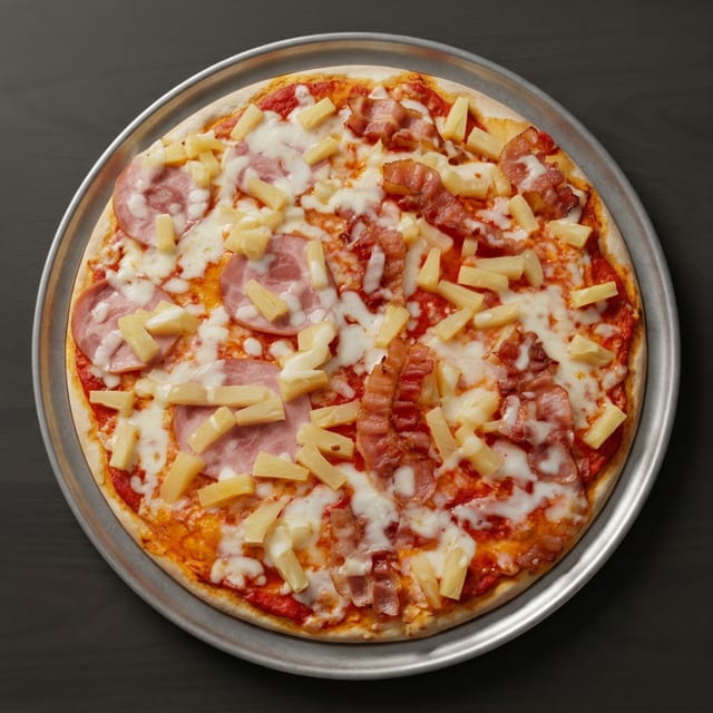 Hawaiian Pizza With Red Sauce.