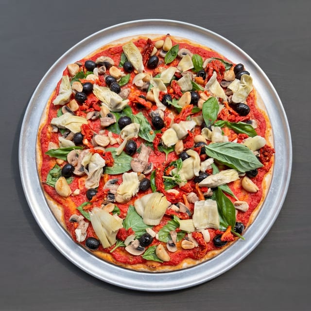 Sun-Dried Tomatoes & Artichoke Hearts Pizza (Red Sauce).